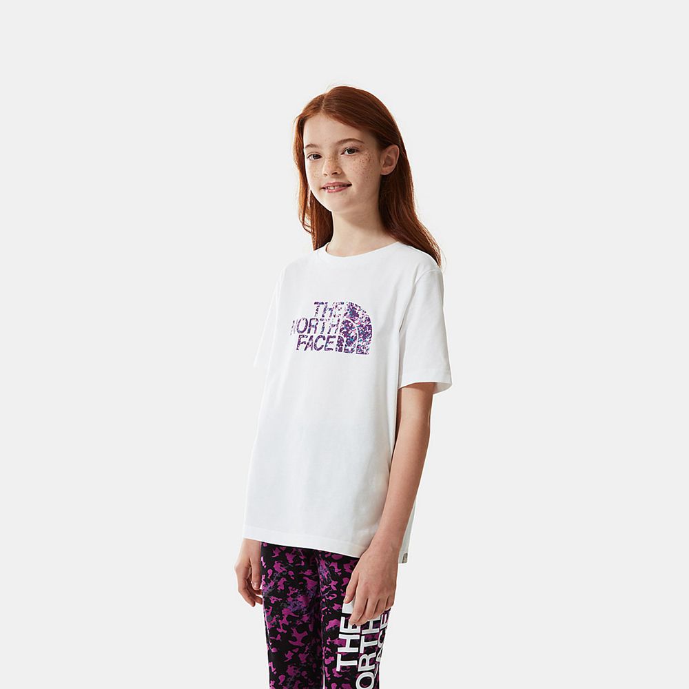 The North Face T-Shirts Girls Australia - The North Face Easy Relaxed-Fit White / Purple (EQP-857031